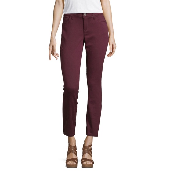 Liz Claiborne Denim - Liz Claiborne Mid Rise Skinny Fit Jean Burgundy